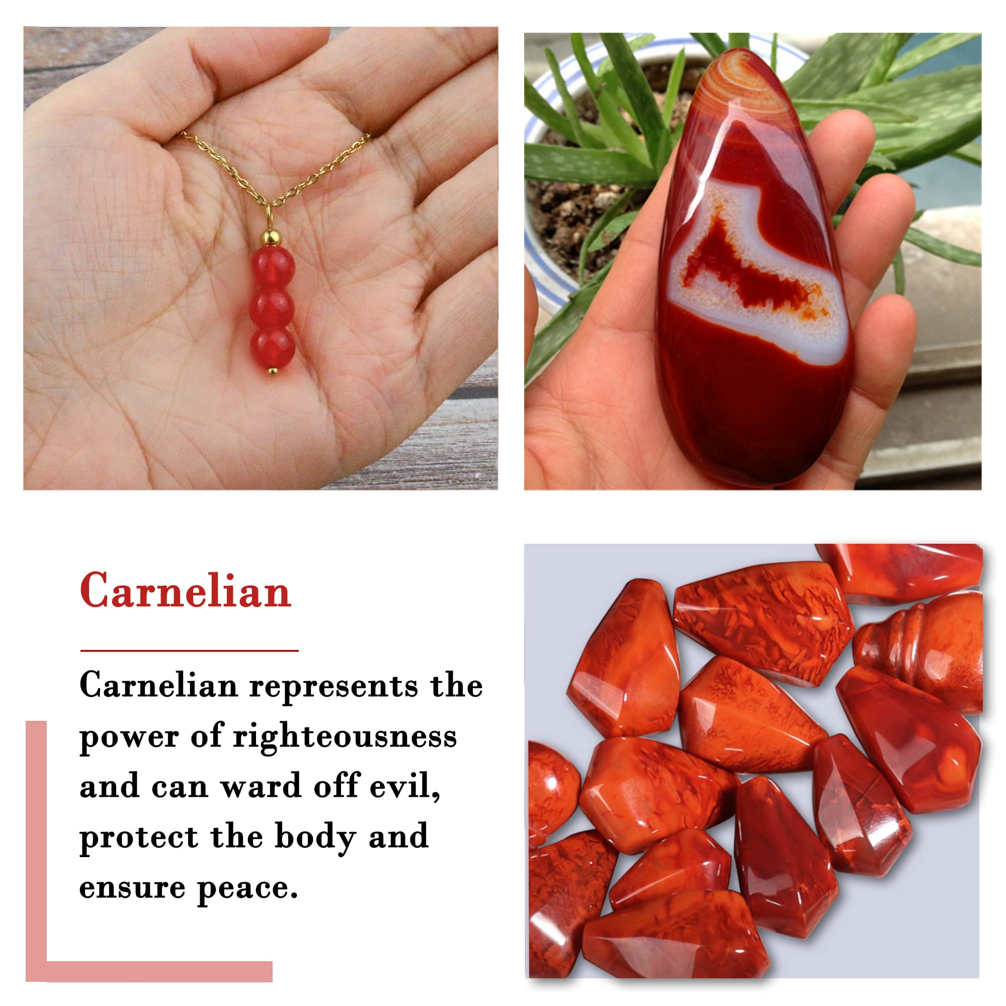 SmileBelle Red Necklace as Valentines Day Necklace for Her, 14K Gold Filled Carnelian Necklace as July Birthstone Crystal Pendan