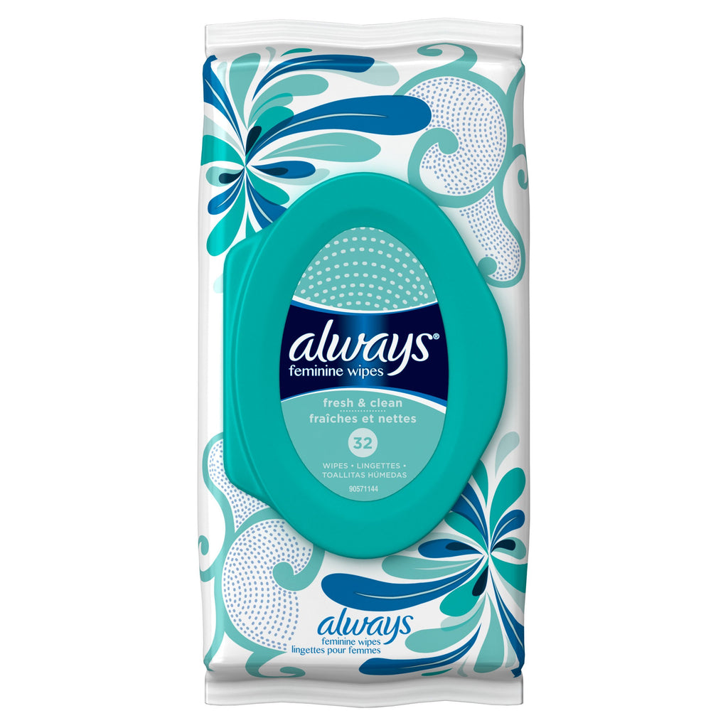 Always Feminine Wipes, Fresh & Clean Scent, 0.498 Pound (Pack of 4)