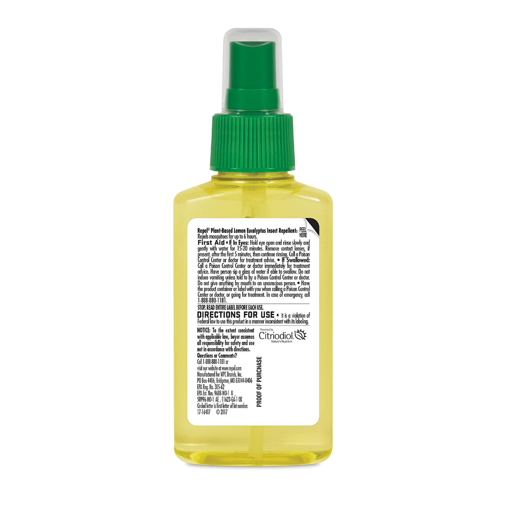 Repel Plant-Based Lemon Eucalyptus Insect Repellent, Mosquito Repellent, Pump Spray, 4 Ounce, (Pack of 2)
