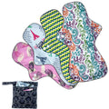 ZCOINS 4PCS Overnight Pads 13.5inch Reusable Pads Menstrual Heavy Flow, Washable Cloth Pad with 1 Zipper Bag