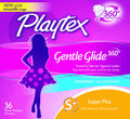 Playtex Gentle Glide 360 Tampons, Plastic, Super Plus Absorbency,36count Unscented