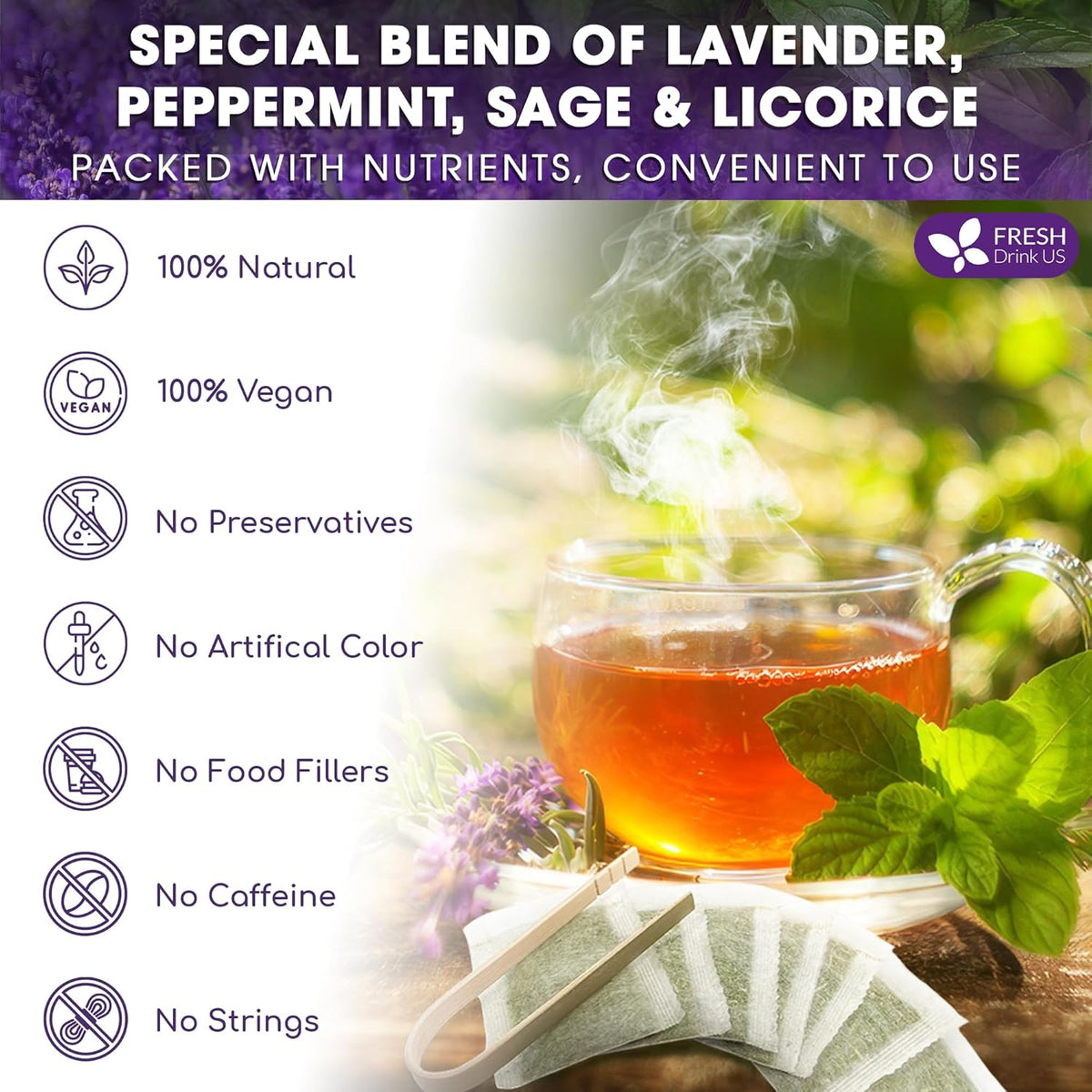 Premium Lavender Mint Tea Bags