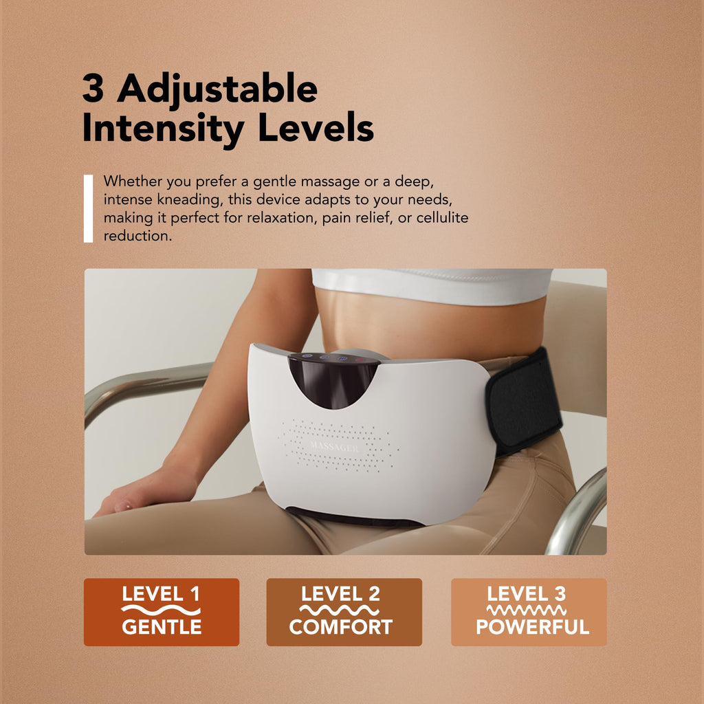 Abdominal Massager - Electric Stomach Tummy Anti Cellulite Remover Machine for Flat Belly - Real Bian Stone Kneading Heat Relief