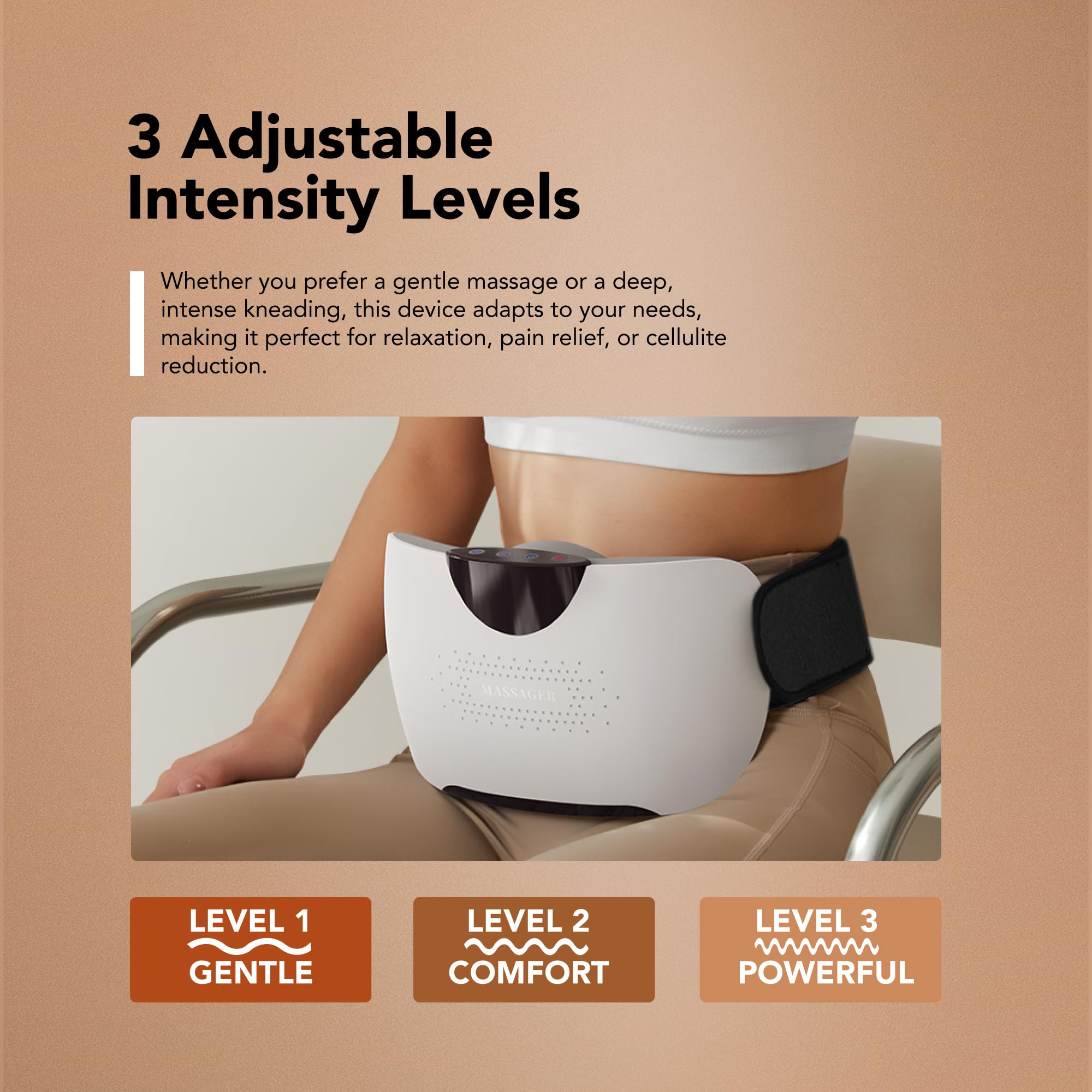Abdominal Massager - Electric Stomach Tummy Anti Cellulite Remover Machine for Flat Belly - Real Bian Stone Kneading Heat Relief