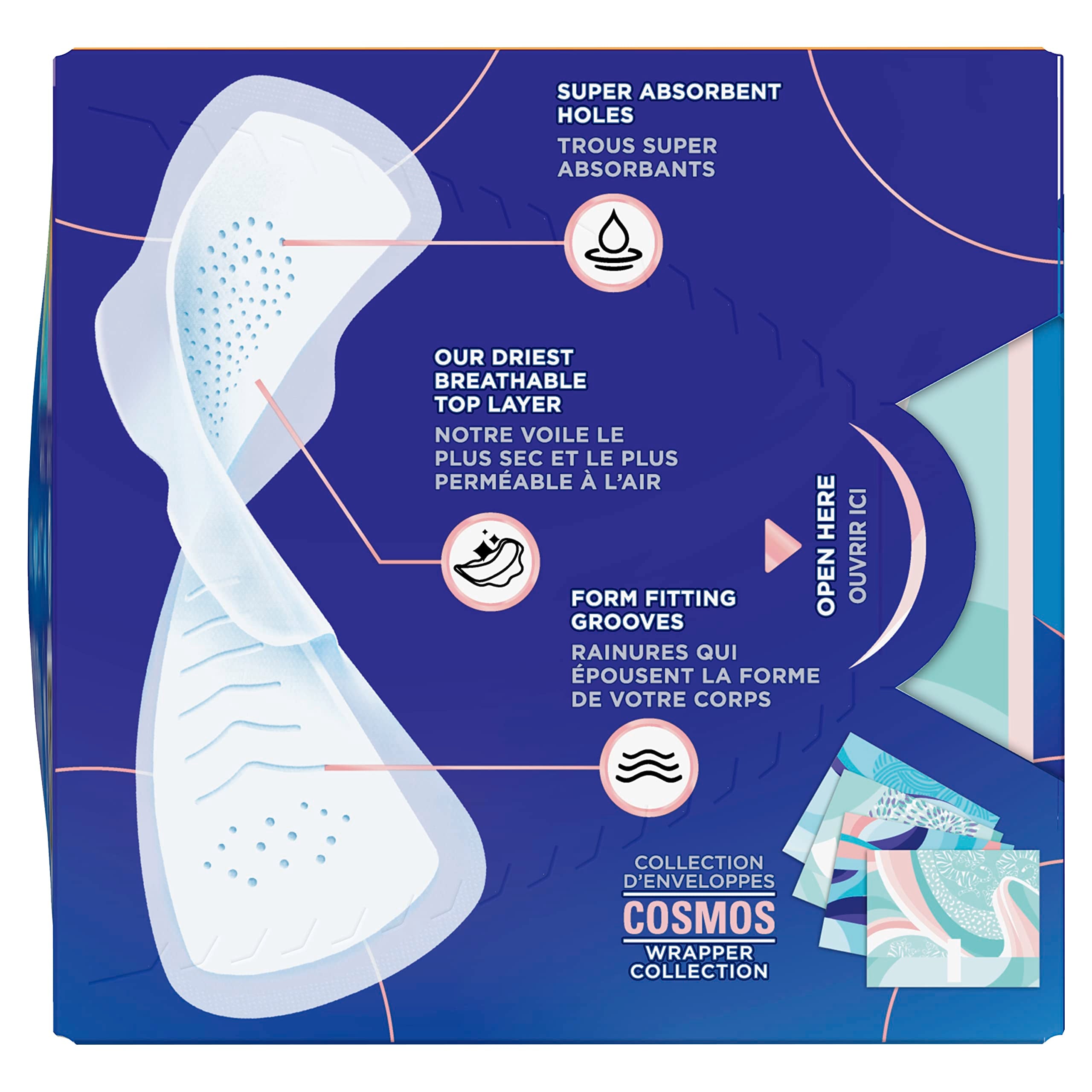 Always Infinity FlexFoam Pads for Women, Size 4, Overnight Absorbency, Unscented, 13 Count