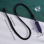 TIKCAUZ Hexagonal Crystal Necklace Blue Sandstone Point Pendant with Adjustable Rope Reiki Healing Stone Gemstone Necklace Handm