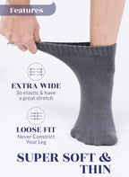 Hugh Ugoli Women Diabetic Ankle Socks, Super Soft & Thin Bamboo Socks, Wide & Loose, Non-Binding Top & Seamless Toe, 4 Pairs, gr