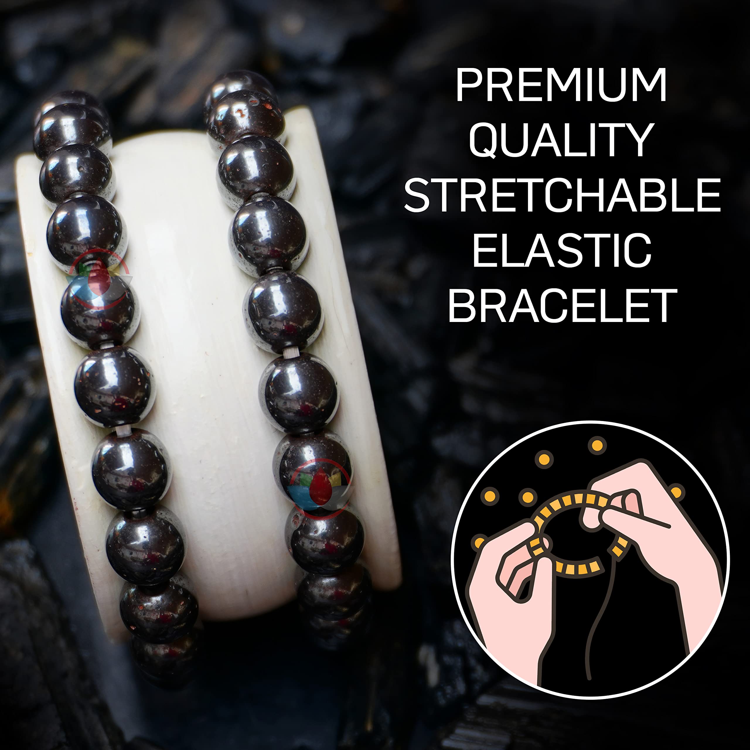 REMEDYWALA Charged Energized Certified Hematite Bracelet For Reiki, Balance Chakra, Positive Energy, Healing | Hematite Stone Br