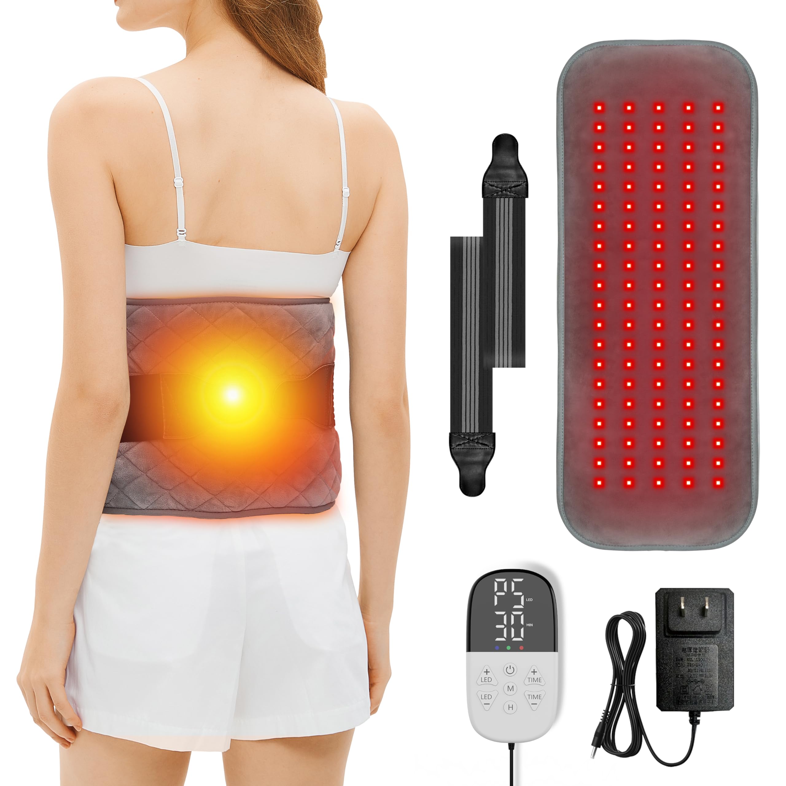 Red Light Therapy Heating Wrap Belt for Body, Lower Back, Legs, and Arms, Featuring 660 nm Red Light Therapy and 850 nm Near Inf