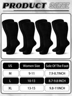 Bunnycool 4 Pairs Extra Wide Socks Swollen 30 Lymphedema Bariatric Socks Non Binding Loose Fit(10-13,Black Color)