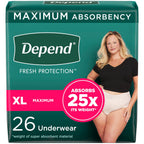 Depend Fresh Protection Adult Incontinence & Postpartum Bladder Leak Underwear for Women, Disposable, Maximum, Extra-Large, Blus