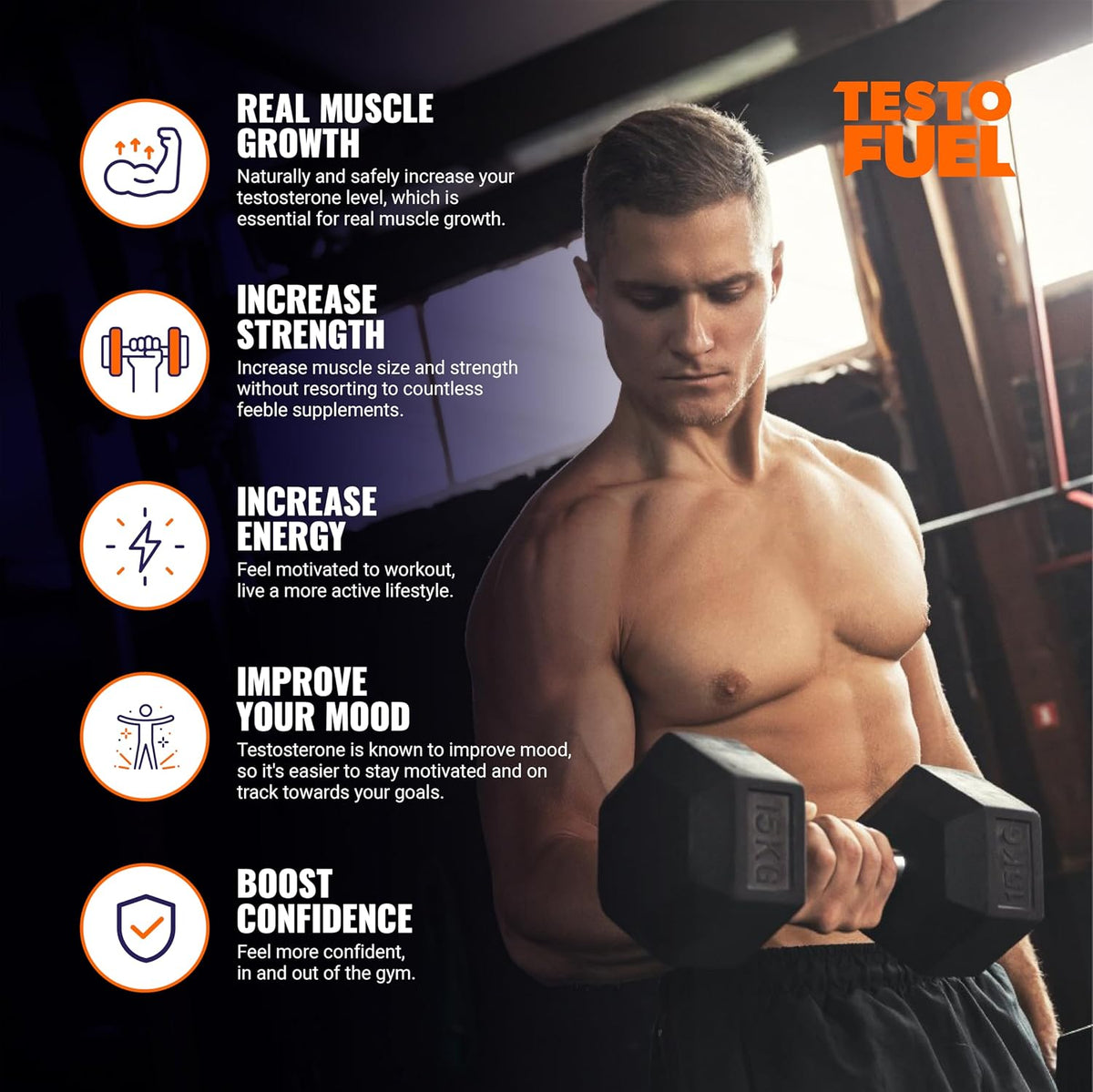 ROAR AMBITION TestoFuel 120 T-Booster Pills - Test Booster for Men - 100% Natural Ingredients - Contributes to Normal Testosterone Levels & Muscle - Vitamin, Fenugreek & Magnesium Booster