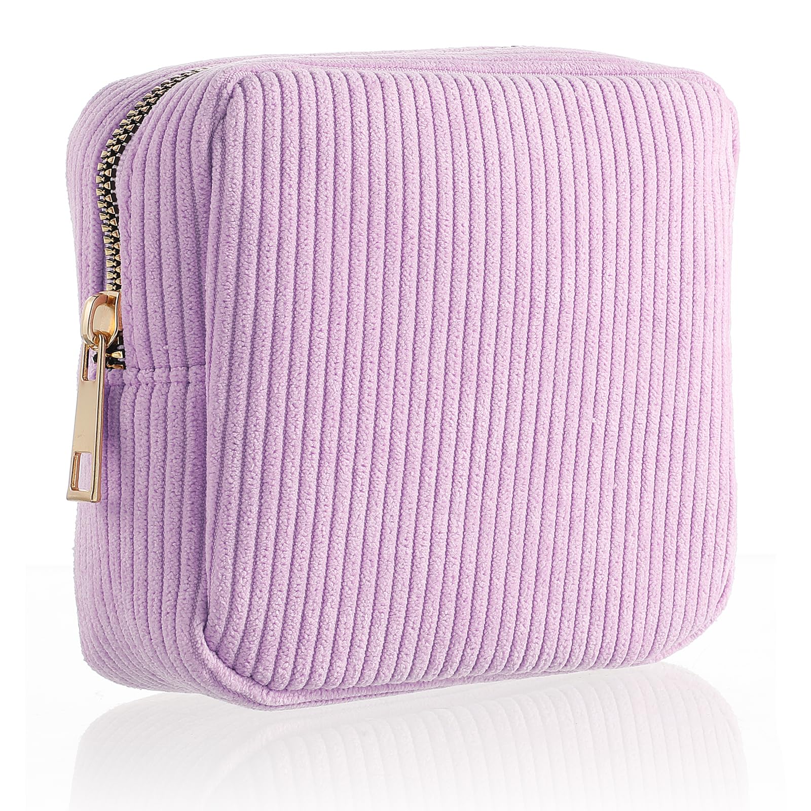 Feminine Menstrual Care Bags for Teen Girls, Mini Corduroy Period Bag for Storing Sanitary Napkins Portable Makeup Pouch with Zi
