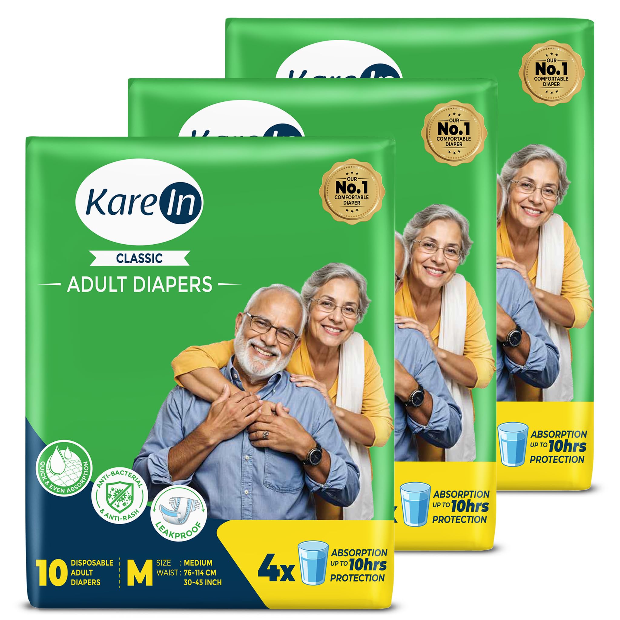 Karein Classic Adult Diaper Tape M Size, Medium, Waist (75100 Cm 3040), 30 Unit, Long Protection Hour, Unisex, Quick & Even 