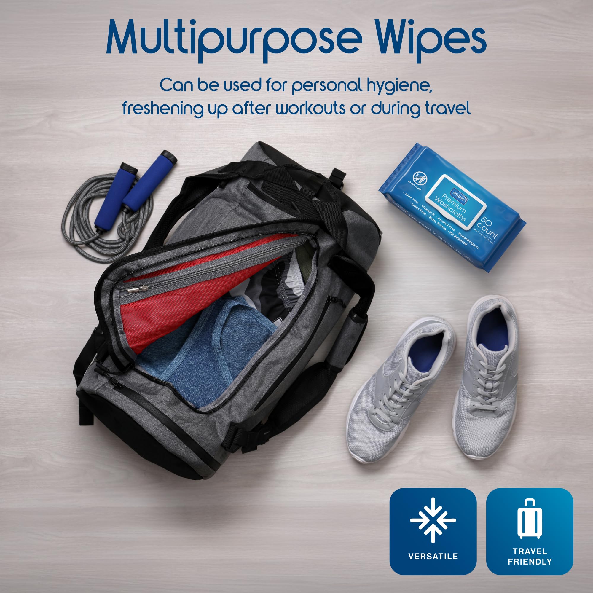 Inspire Adult Wet Wipes, Adult Wash Cloths, Adult Wipes for Incontinence & Cleansing for Elderly, 8x12 (500CT (10 PACKS OF 50))