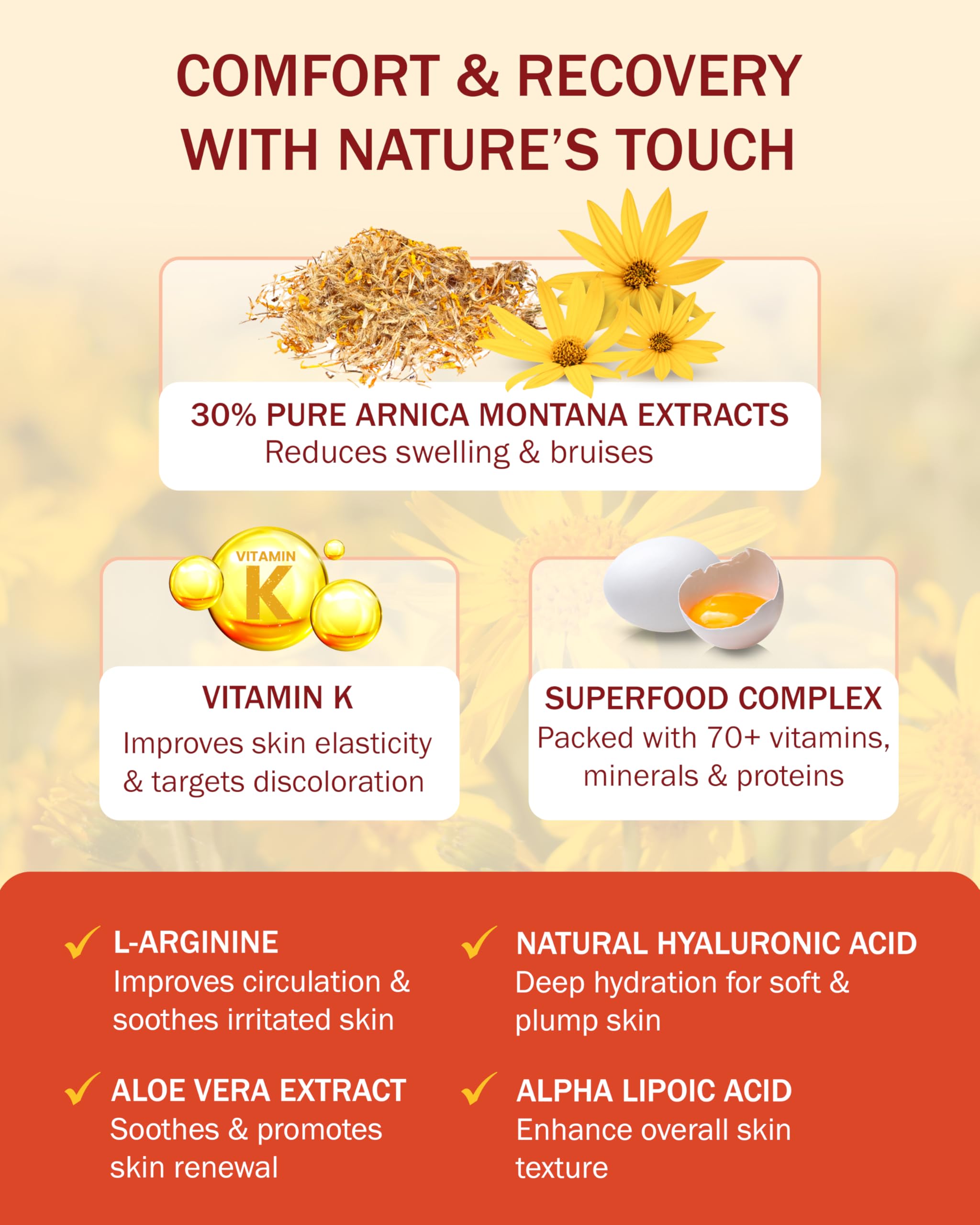 e70 Arnica Cream & Roll-On Set - 2-Piece Set Vitamin K Cream to Remove Bruises & Soothe Sore Muscles & Joints with 30% Arnica Mo