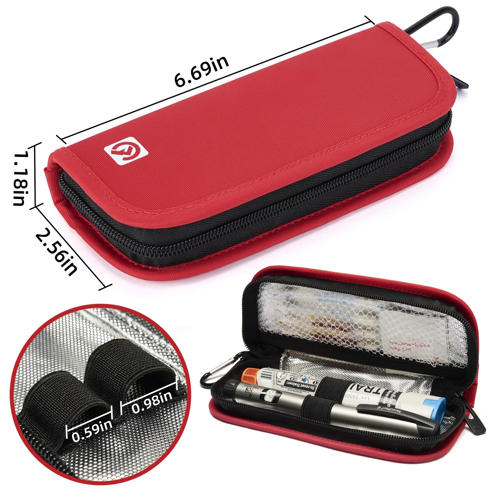 ALLCAMP Hard Shell Medical Travel Case - Insulated Emergency Medical Kit with Compartments for Allergy & Diabetes Medications, 2