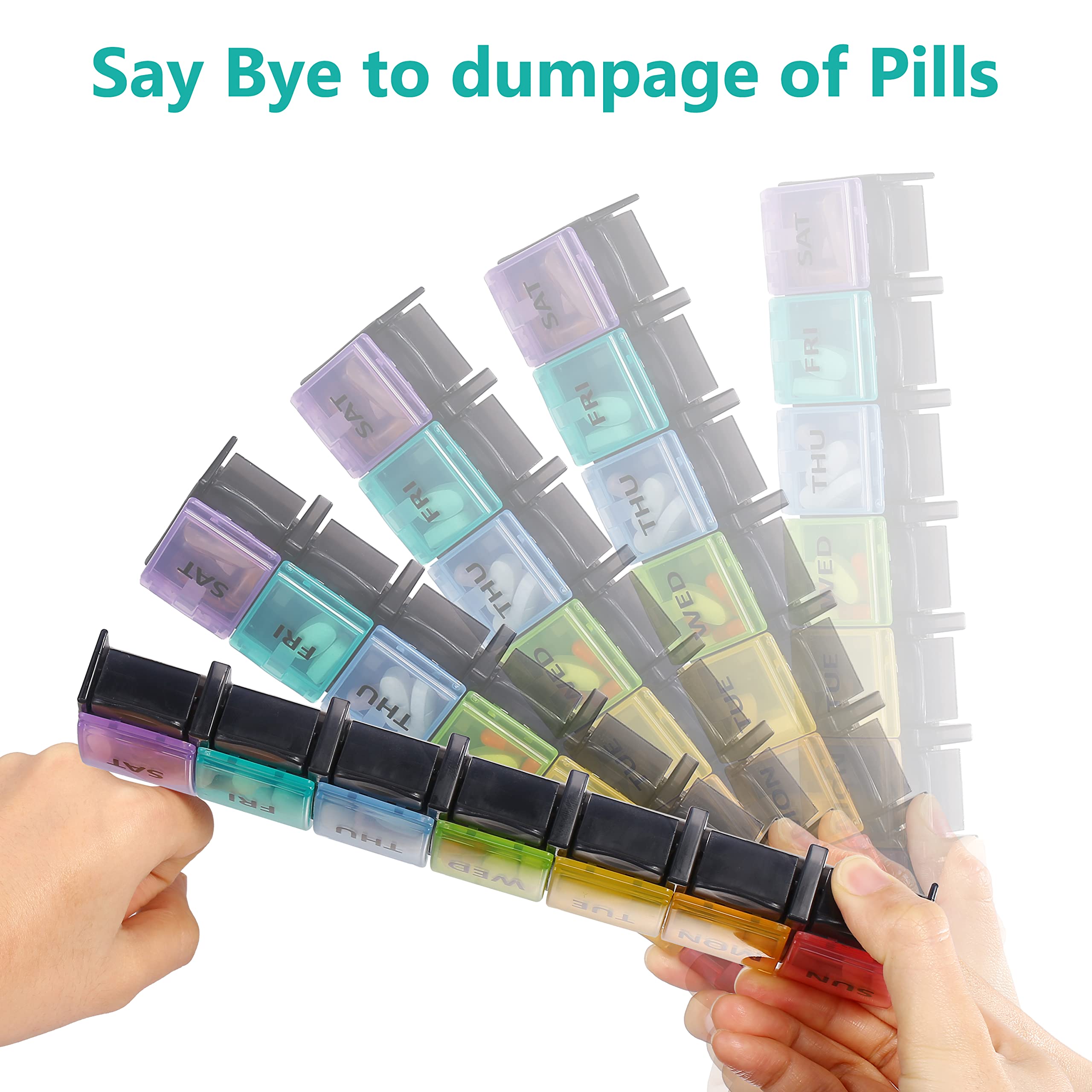 Fullicon Weekly Pill Box Organizer, 7 Day Tablet Boxes for Vitamins and Supplements, Easy to Open Large Medicine Box, Portable M