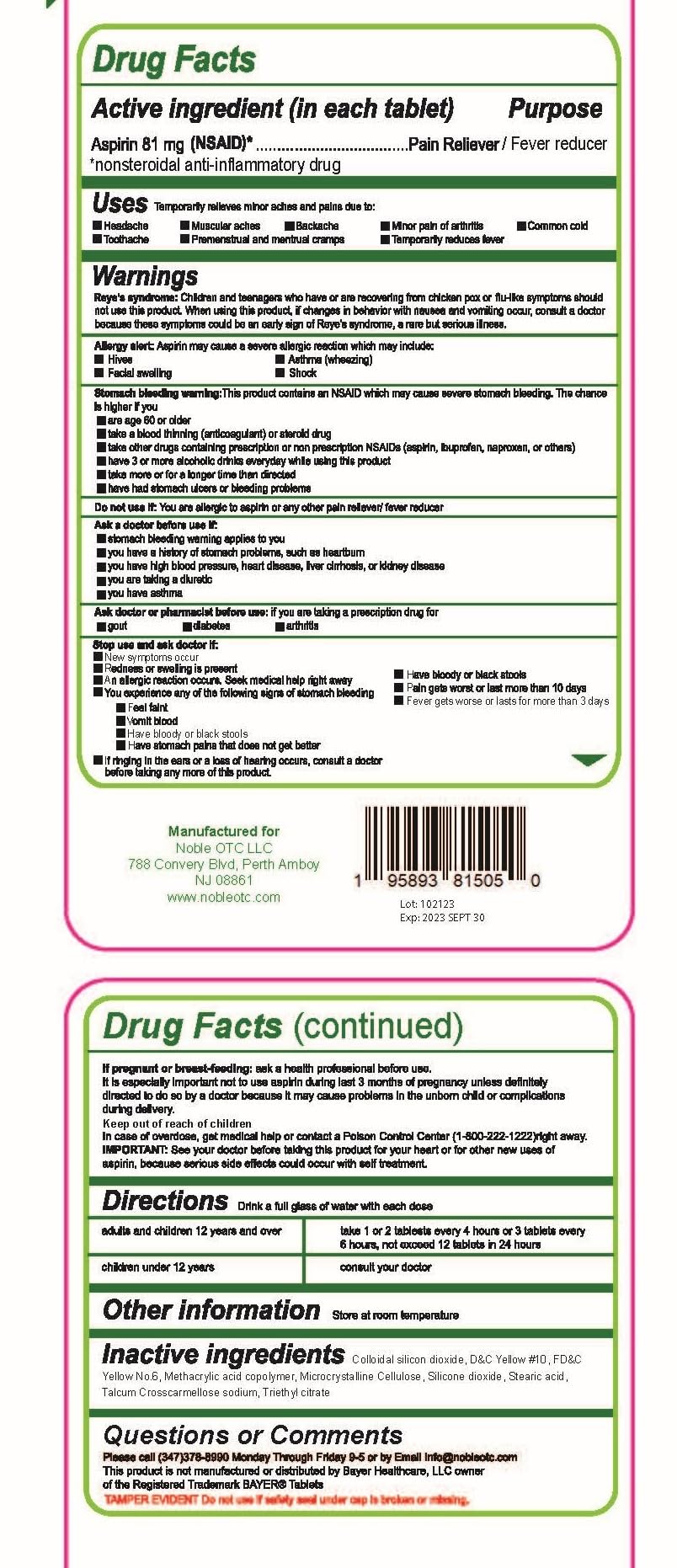 Pure Low Dose Baby Aspirin 81mg for Adults, 100 Count Enteric Coated Aspirin Tablets for Men and Women, Safe Relief for Symtoms