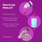 MiraLAX Gentle Constipation Relief Laxative Powder, Stool Softener with PEG 3350, Works Naturally with Water in Your Body, No Ha