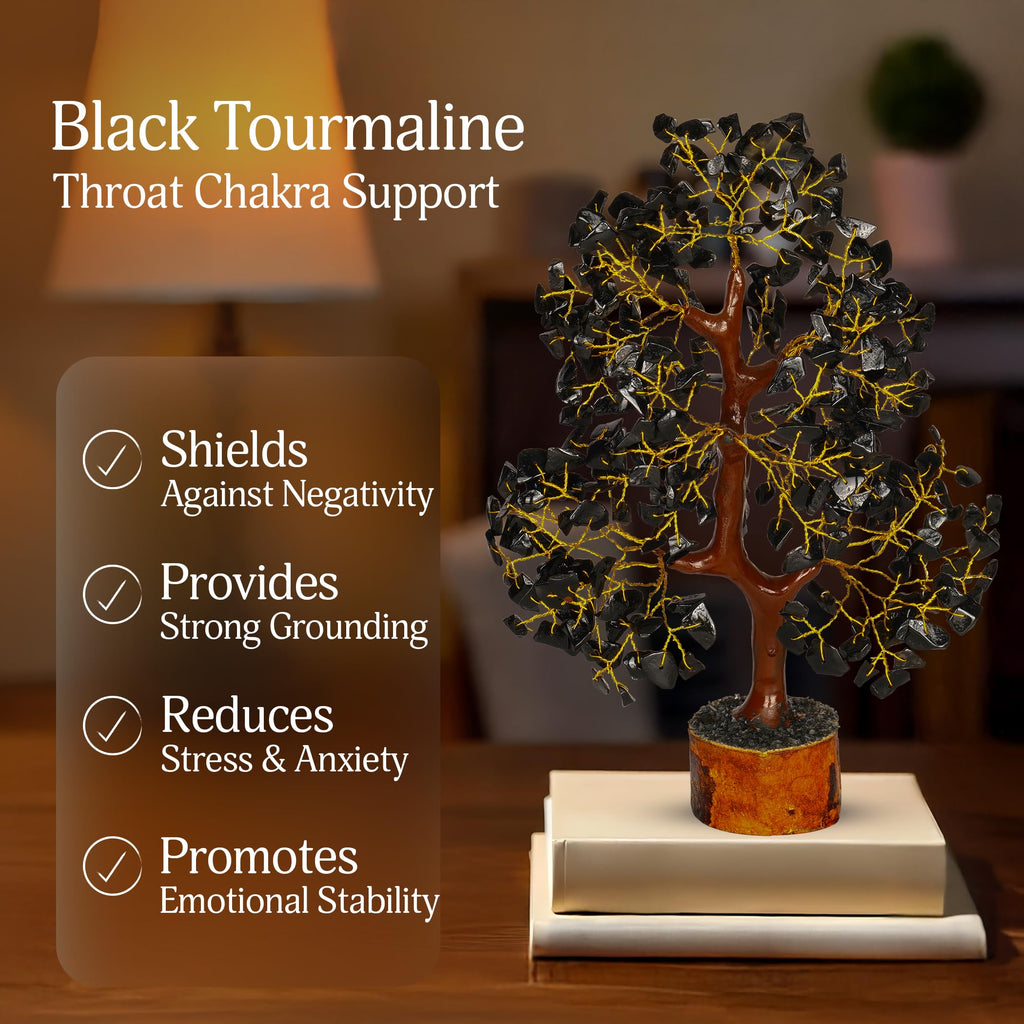 YATSKIA Black Tourmaline Crystal Tree, Gemstone Tree Home Office Decor, Spiritual Decor, Crystal Gifts
