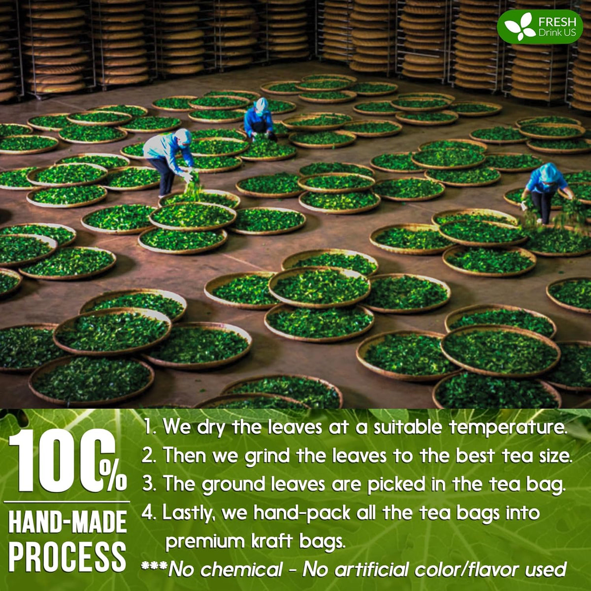 Premium Papaya Leaf Tea Bags, Made with Natural Material Tea Bags. No Sugar, No Caffeine, No Gluten, Vegan.