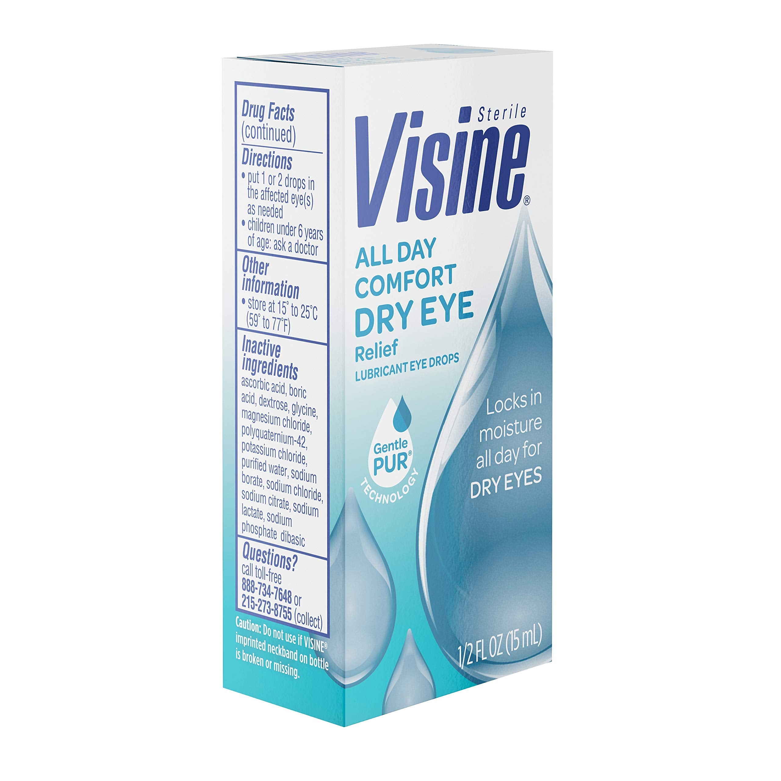 Visine All Day Comfort Dry Eye Relief Eye Drops for Up to 10 Hrs of Comfort, 0.5 fl. oz