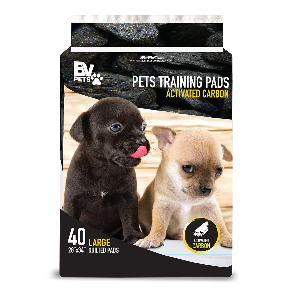 BV Charcoal Puppy Pads XL 320 Count 28x34 - Leak-Proof Pee Pads for Dogs with 6-Layer Absorbent Design & Built-in Attractant - D