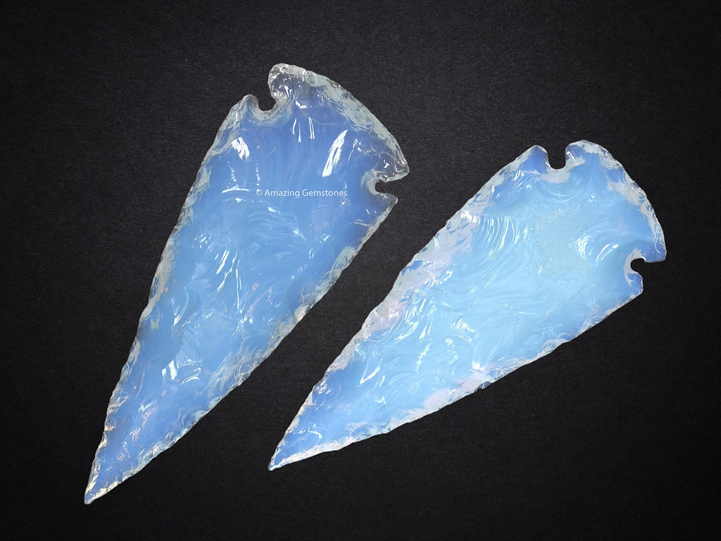 Amazing Gemstone 2 Pieces Opalite Arrowhead, Crystal and Healing Stone Flint Rock Arrow Head - 2 to 3 Arrowheads for DIY Project