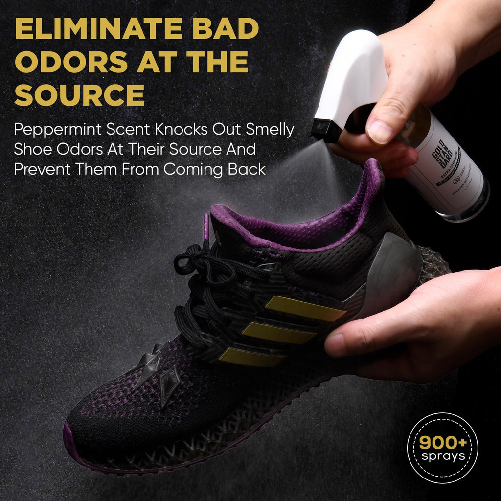 Gold Standard Natural Sneaker Deodorizer Spray, 2 Pack, 6 oz Shoe Odor Eliminator, Extra Strength & Long-Lasting Peppermint Fres