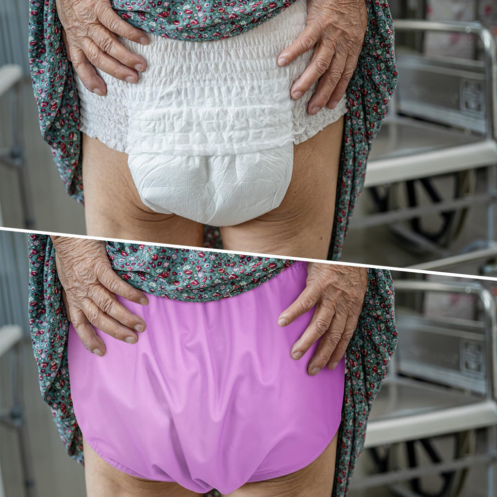 Breathffy 6 Pcs Adult Leakproof Incontinence Underwear for Women Men Pull on Cover Pant Washable Underpants Reusable Plastic Dia