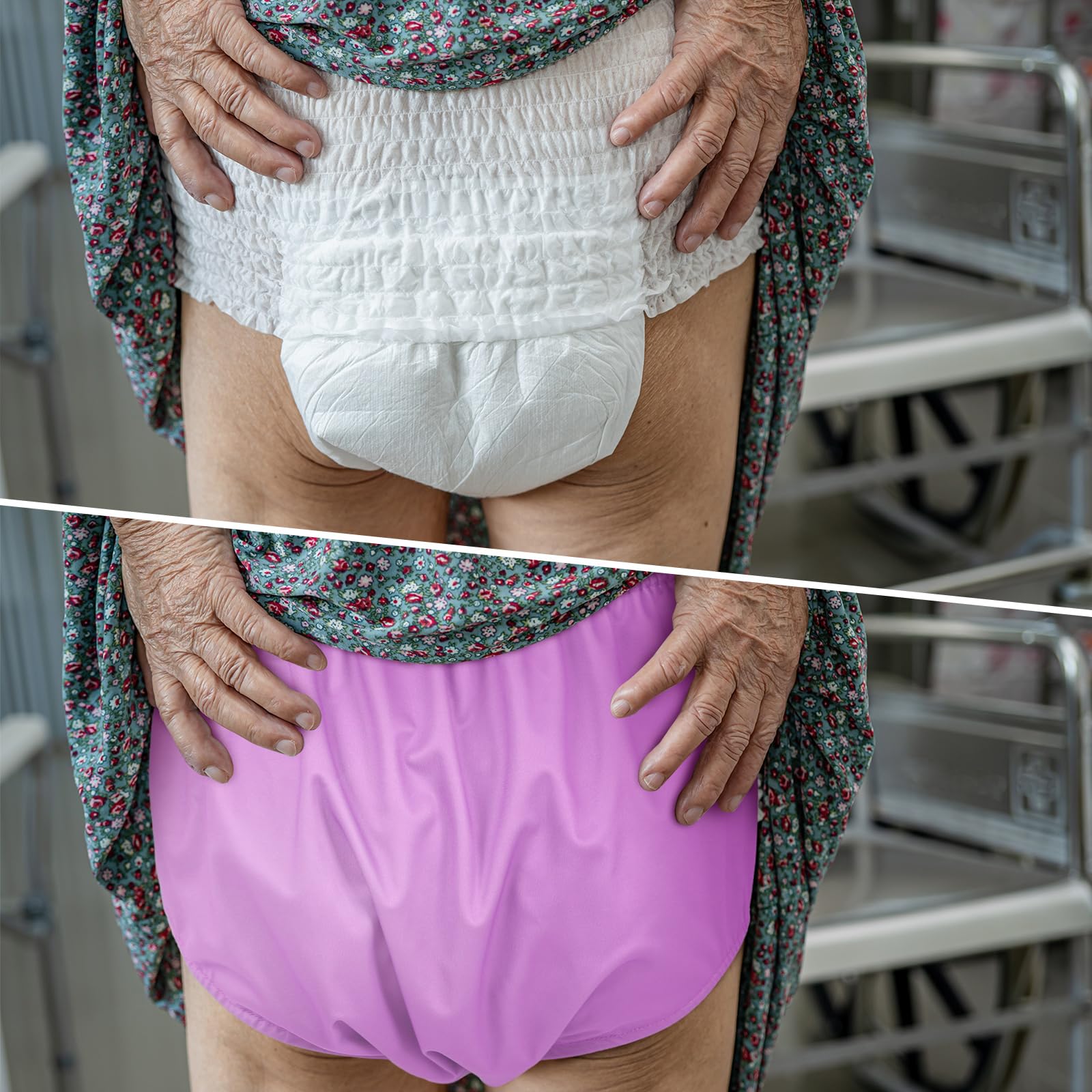 Breathffy 6 Pcs Adult Leakproof Incontinence Underwear for Women Men Pull on Cover Pant Washable Underpants Reusable Plastic Dia