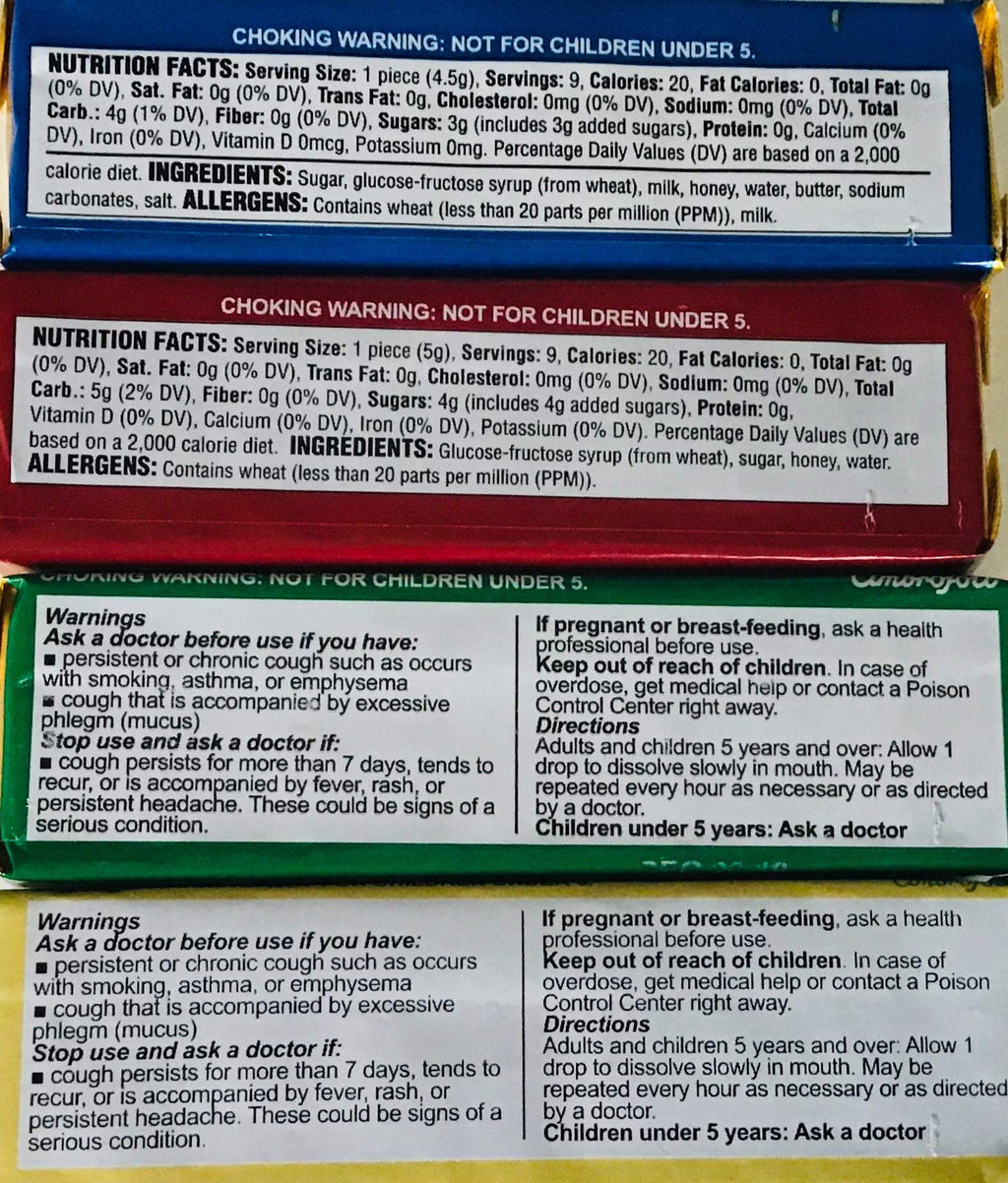 Honees Honey Filled Drops, Variety Pack (Honey, Milk & Honey, Honey Lemon, and Menthol)-Natural Sore Throat Relief - Throat Loze
