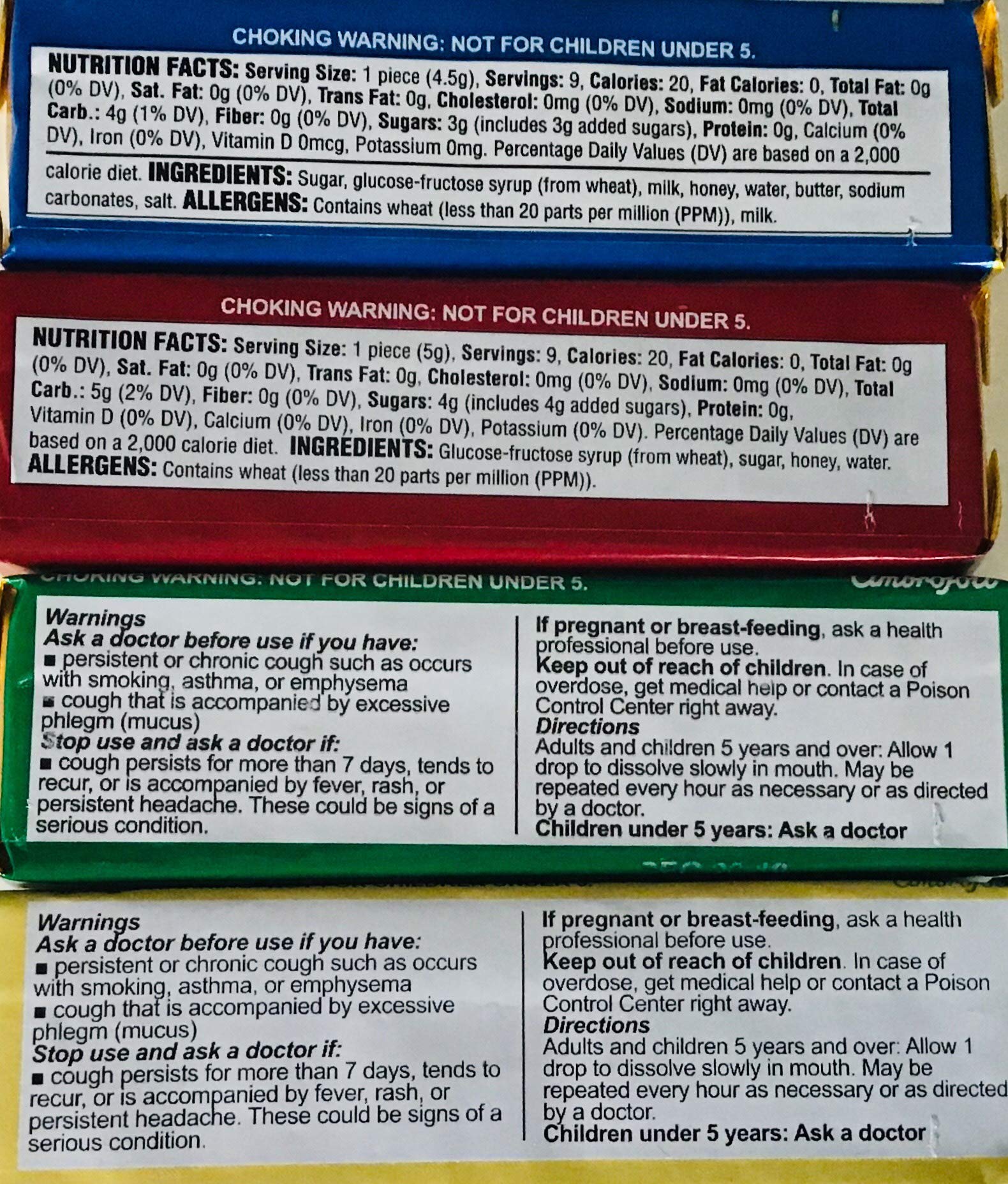 Honees Honey Filled Drops, Variety Pack (Honey, Milk & Honey, Honey Lemon, and Menthol)-Natural Sore Throat Relief - Throat Loze