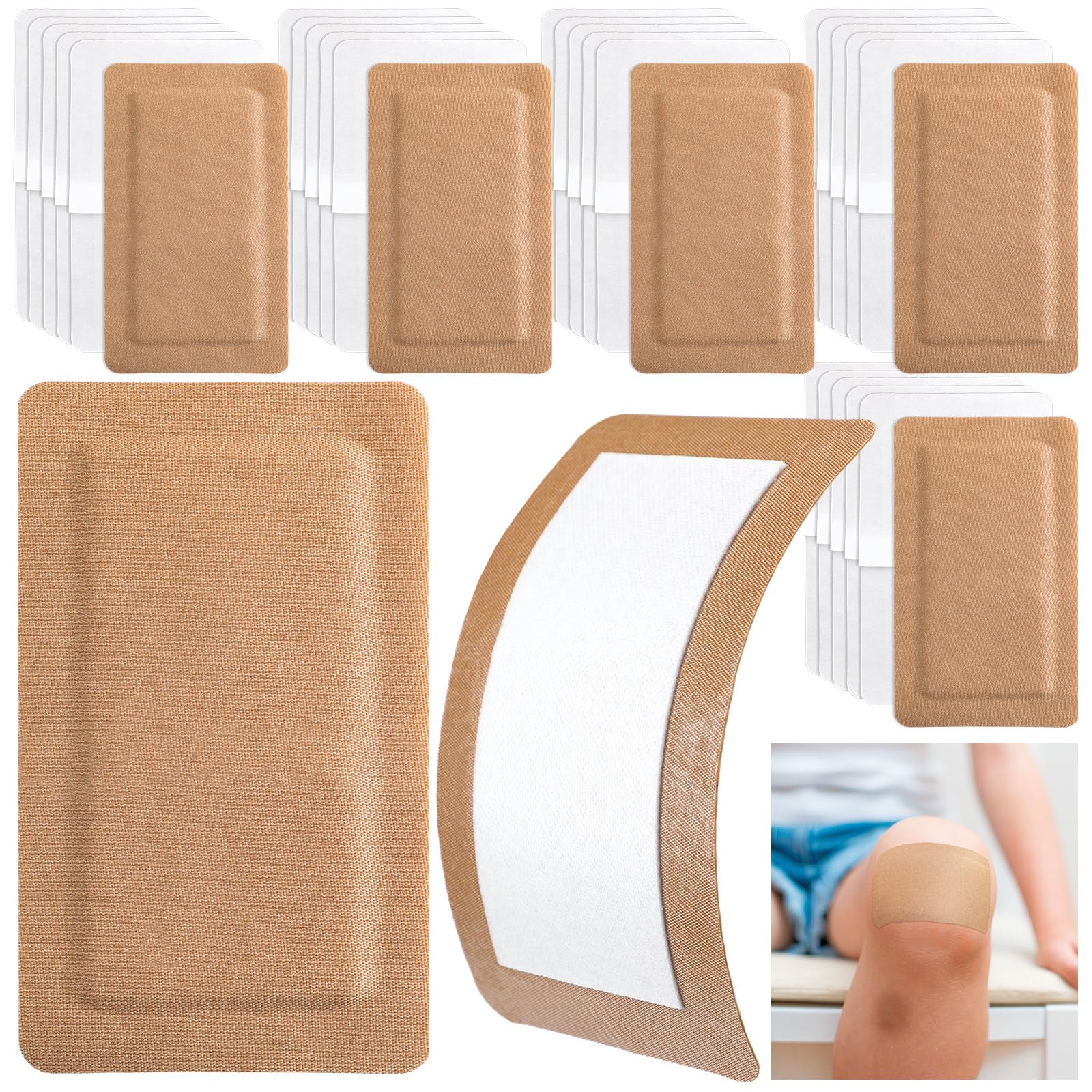 Geiserailie 30 Pcs Flexible Extra Large Adhesive Bandages 5 x 3 Sterile Fabric Adhesive Bandages with Non Stick Pad, Latex Free 