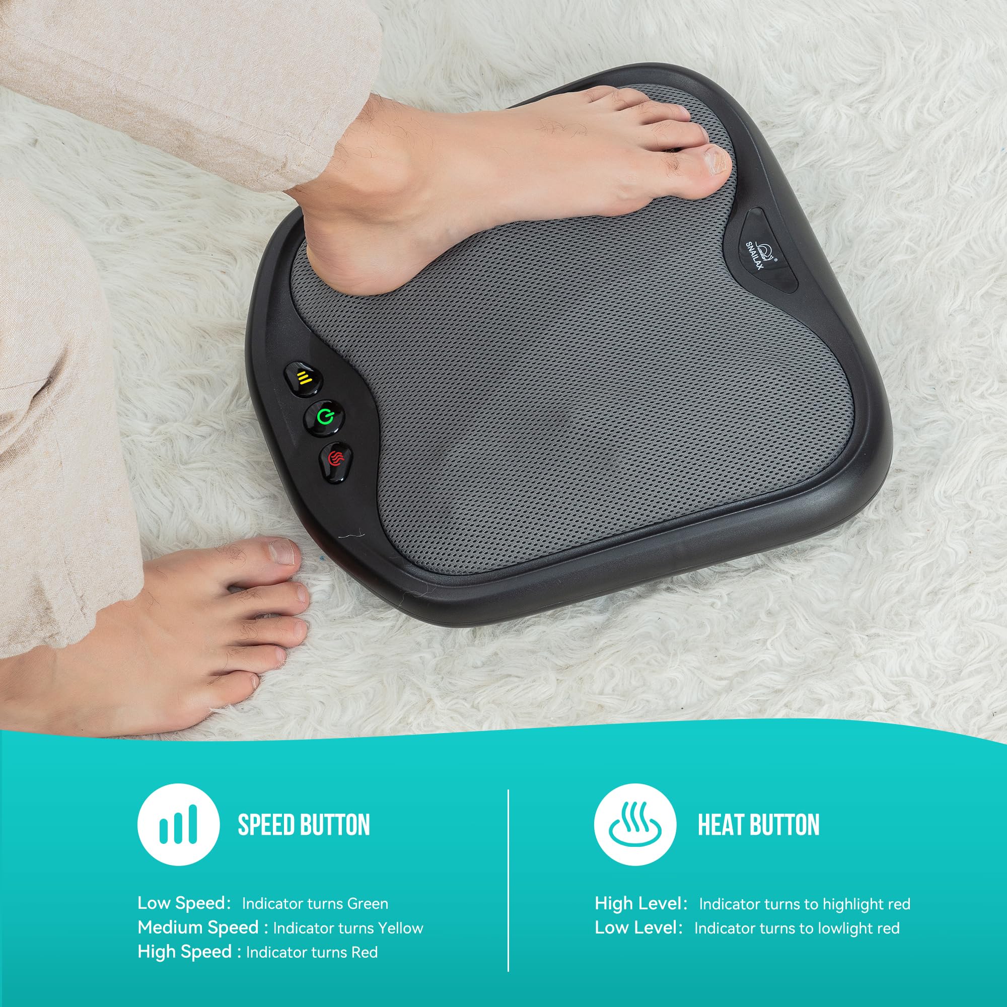 Snailax Shiatsu Foot Massager with Heat, Kneading Foot & Back Massager, Electric Feet Massager Machine for Plantar Fasciitis, He