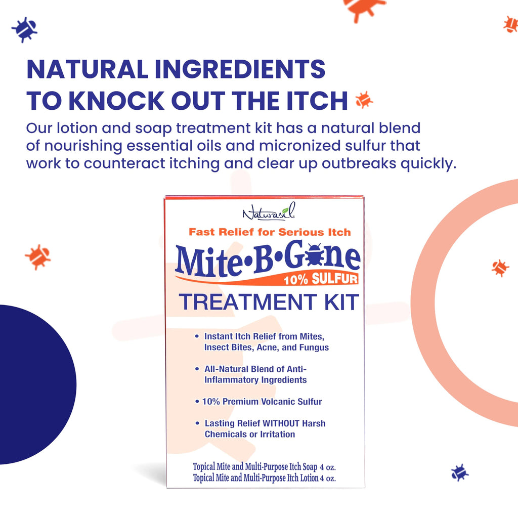 Mite Treatment Lotion & Soap by Mite-B-Gone |Natural Relief for Acne, Bug Bites, Skin Redness & Itching, Discomfort & Rosacea |
