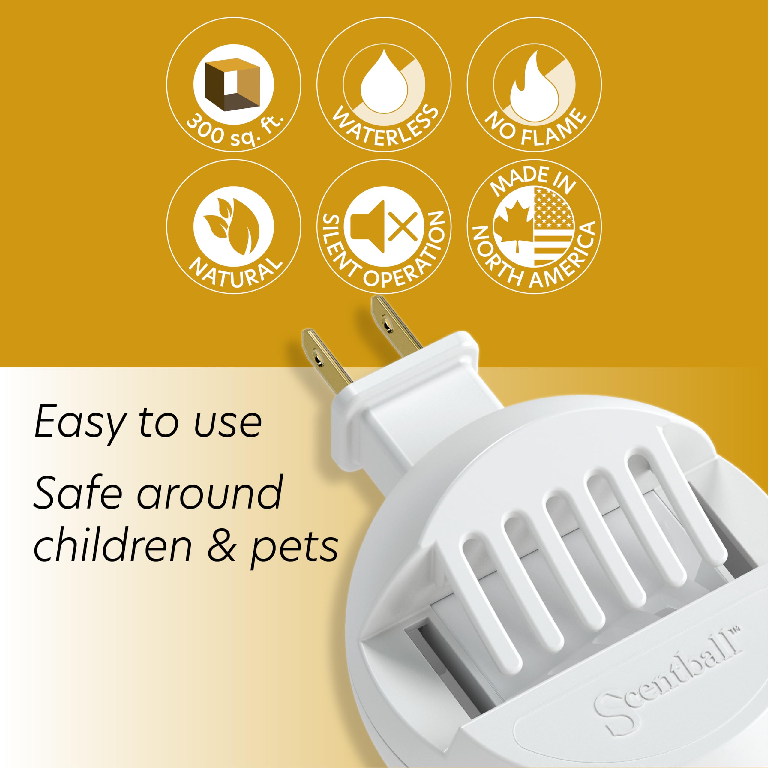 AromaHouse Scentball Plug-in Waterless & Cordless Aromatherapy Diffuser (White) with 5 Refill Pads, 1 Count