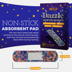 Glitter Bandages for Kids -(100 Count Box) Adhesive Bandage Strips w/Colorful Glitter Design & Latex-Free Individually Wrapped S