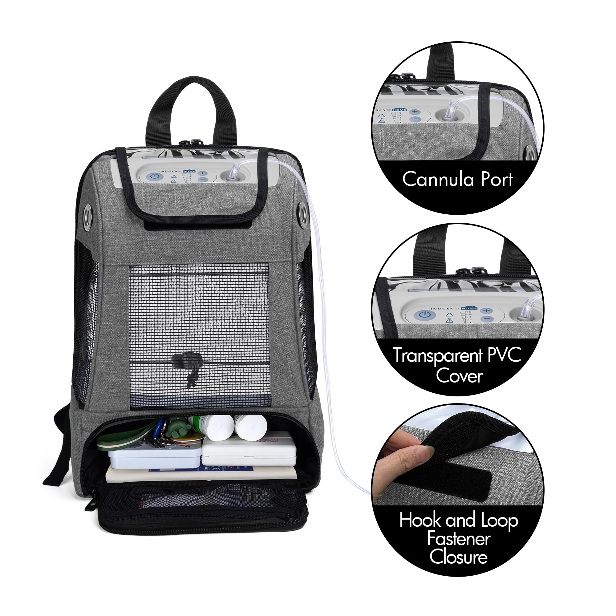 CURMIO Portable Oxygen Concentrators Backpack, Universal POC Travel Carrying Bag with Mesh Panels for Breathability, Compatible