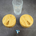 AM&PM Set of 2 Bamboo Wood Pill Organizer for Medicine Vitamin 2 Times a Day, Arthritis Friendly 7-Day Pill Box Medium Container