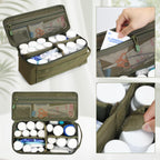 QISVVE First Aid Bag Empty Pill Box Organizer,Tactical Medical Bag Case,Portable EDC Travel Medicine Pill Bottle Organizer (Gree