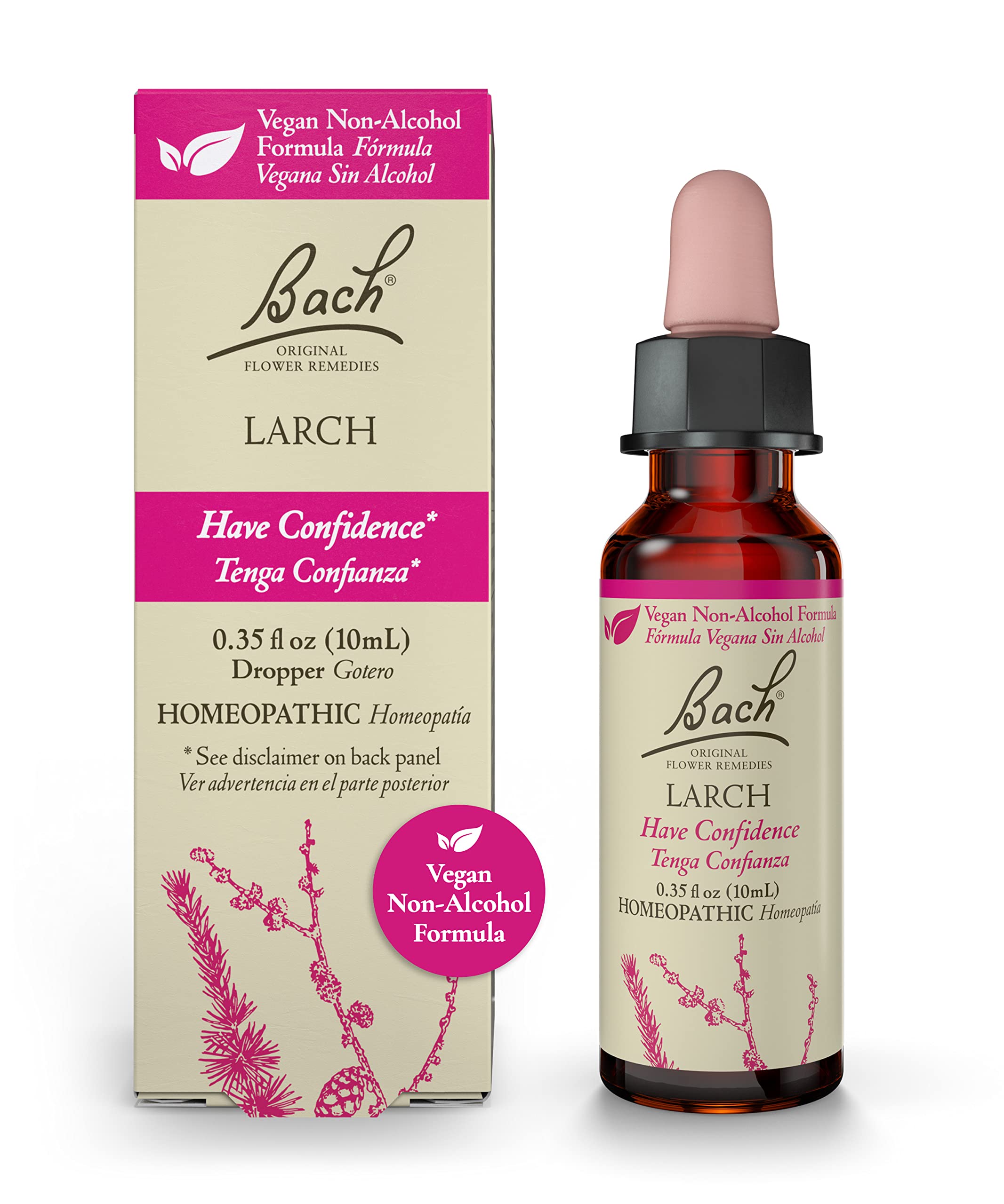 Bach Original Flower Remedies, Larch (Non-Alcohol Formula) - Have Confidence - Natural Homeopathic Flower Essence for Emotional 