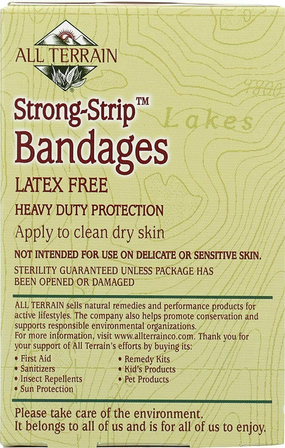 All Terrain Strong Strip Waterproof No Latex Bandage, 1 Inch - 20/Pk 6/Pks