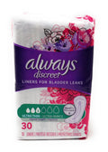 Always Discreet, Incontinence Liners, Ultra Thin, 30 Count (Pack of 2) (regular length)