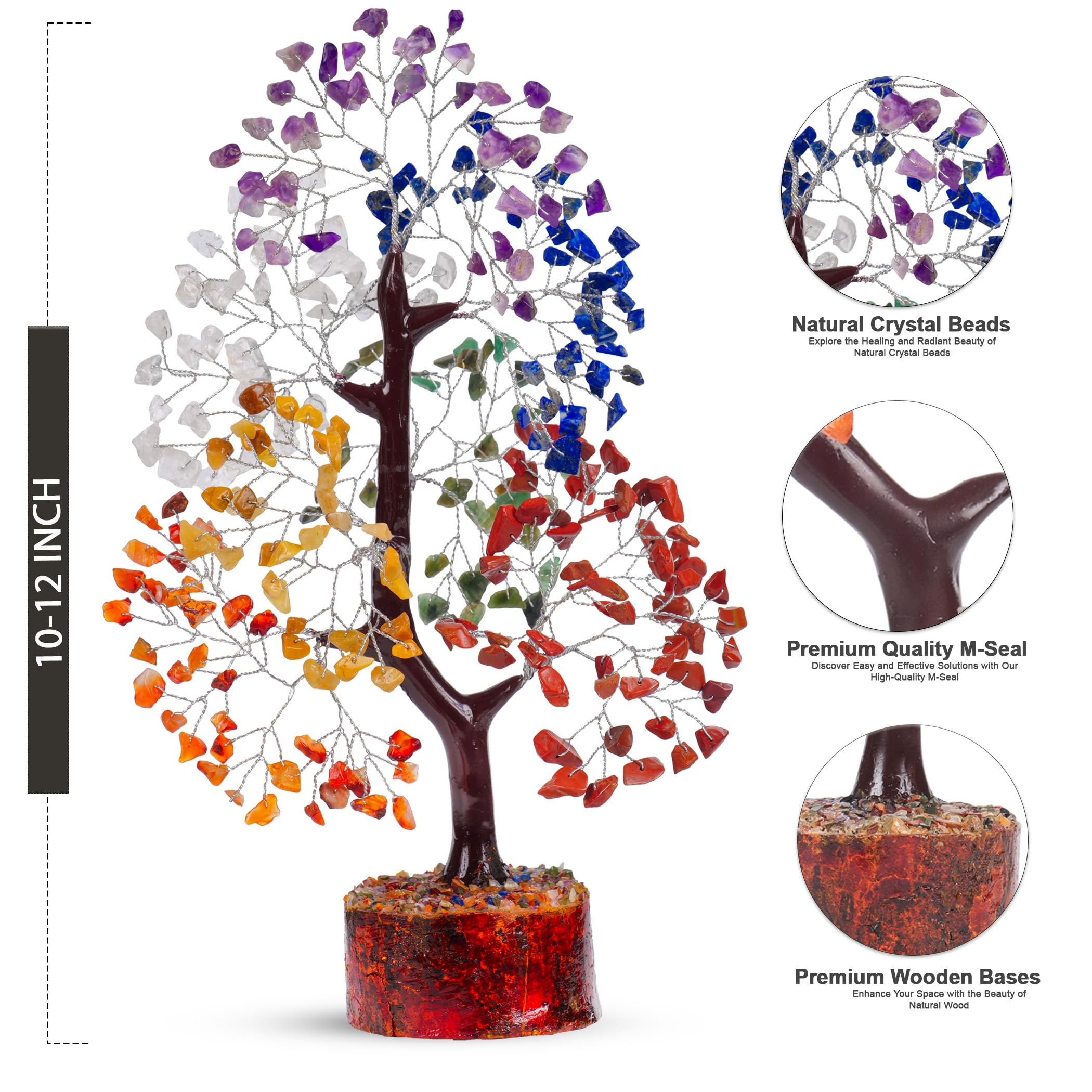 YUVDIPR 7 Chakra Money Tree Healing Feng Shui Statues & Figurines Reiki Crystal Balancing Buddha Home D  cor (SC-S + Bracelet)
