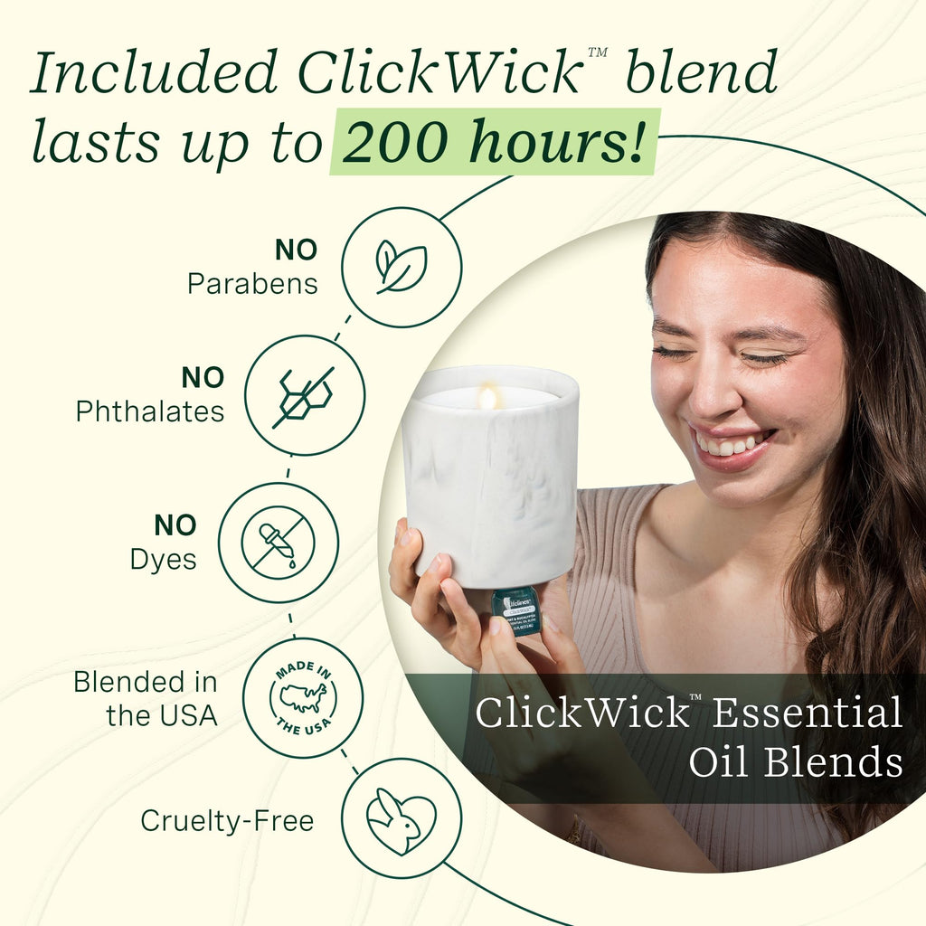 Lifelines Flameless Candle Aromatherapy Essential Oil Diffuser with ClickWick Essential Oil Blend - Cordless & Waterless Diffuse