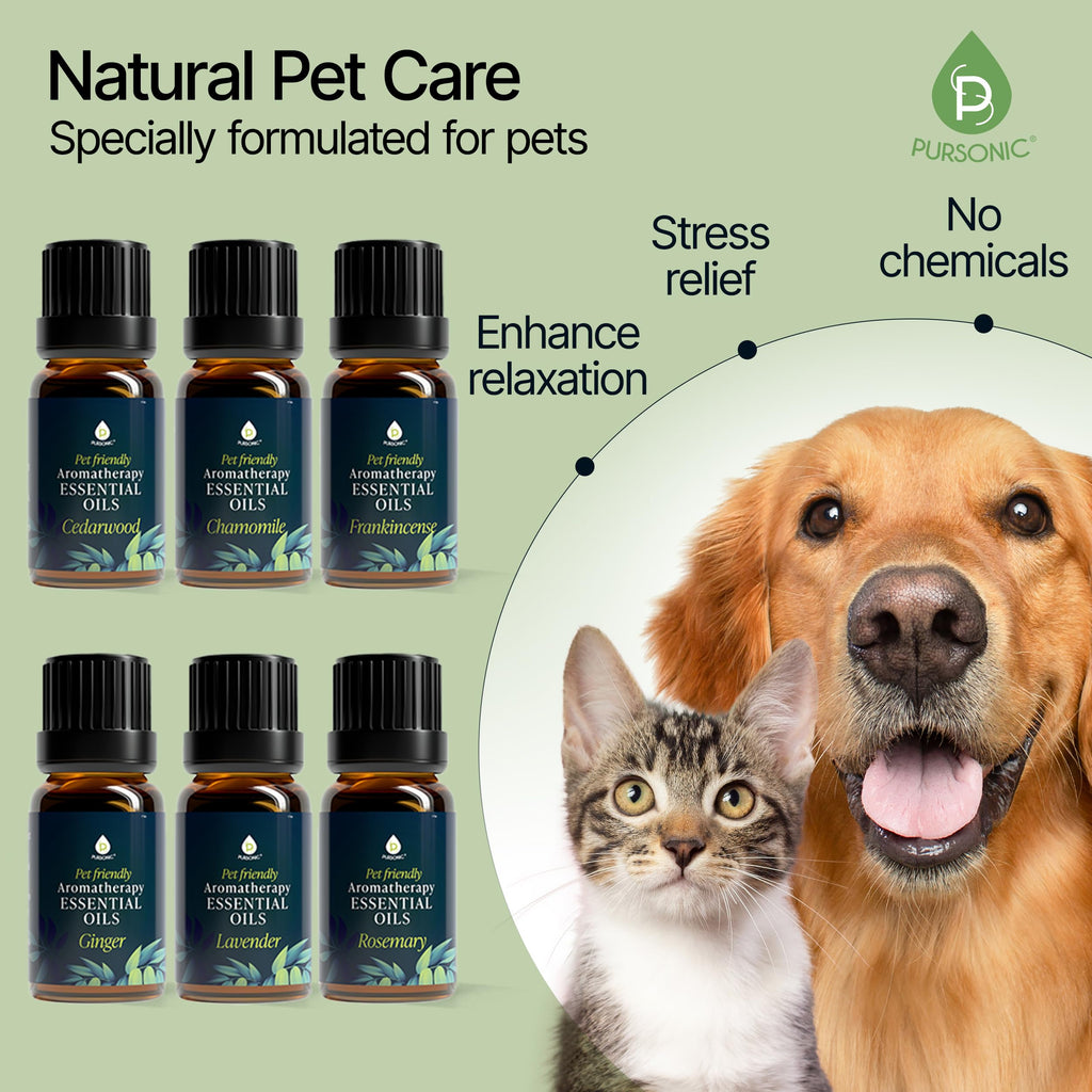 PURSONIC Pet Friendly Aromatherapy Essential Oils Collection, 6-Count - Safe for Dogs and Cats, Natural Relaxation and Stress Re