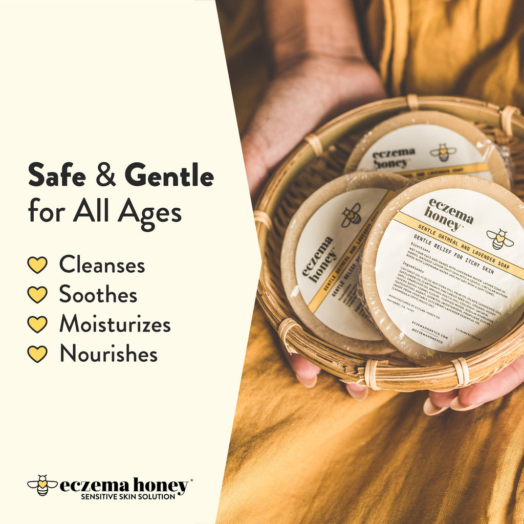 ECZEMA HONEY Gentle Oatmeal and Lavender Soap - Natural Eczema Body Wash - Daily Gentle Soap for Dry, Itchy, Sensitive, & Irrita