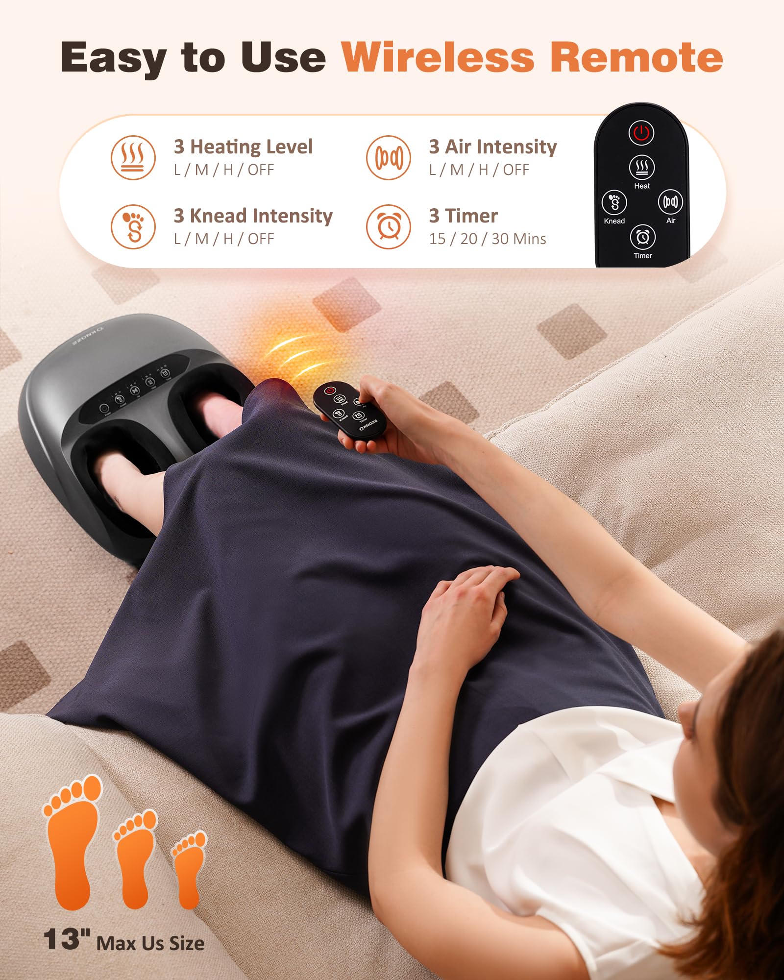 Shiatsu Foot Massager Machine with Heat & Remote, 2025 Upgraded Deep Kneading Feet Massager for Plantar Fasciitis & Neuropathy,